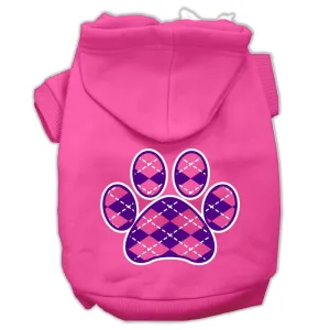 Argyle Paw Purple Screen Print Pet Hoodies Bright Pink Size Med (12)