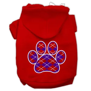 Argyle Paw Purple Screen Print Pet Hoodies Red Size Sm (10)