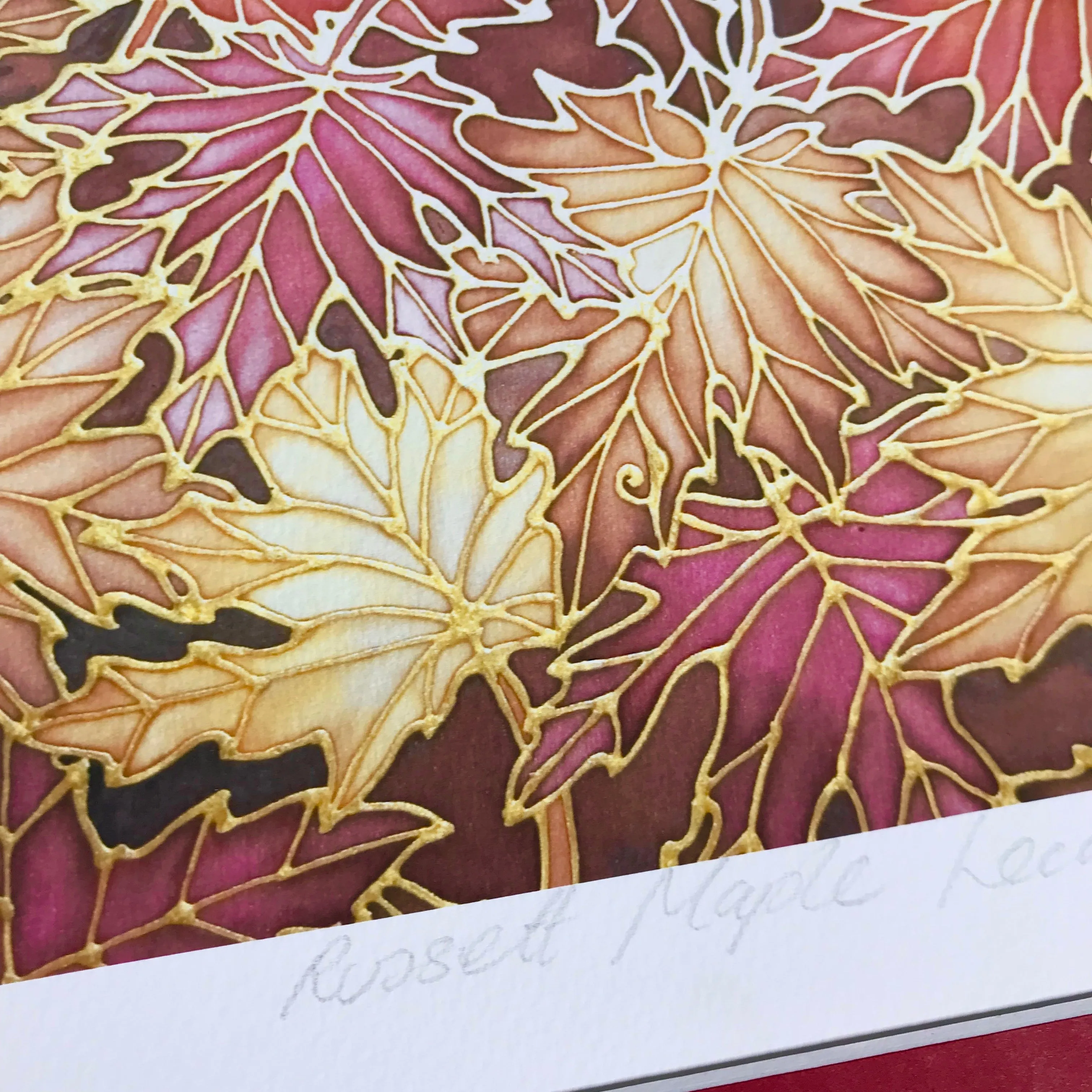 Autumnal Maple Leaves Print - Rich Warm Maple Leaves Art Print - Terracotta and a Beaujolais Red Print