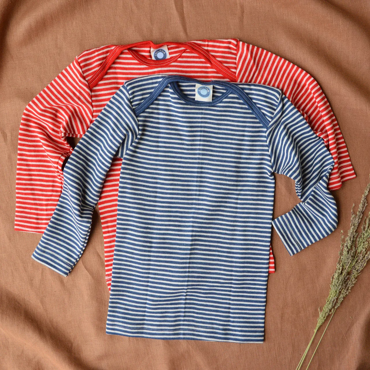 Baby Top Long Sleeve - Organic Wool/Silk - Stripes (0-3y)