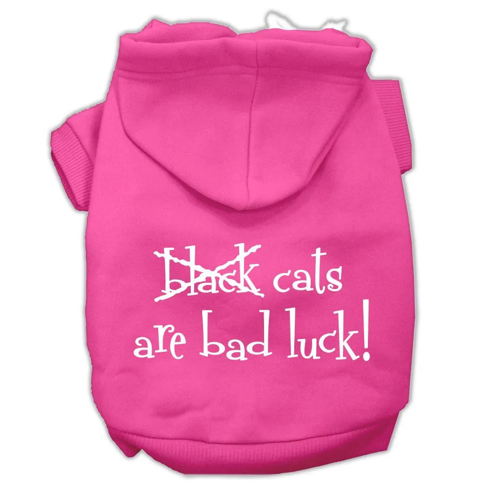 Black Cats are Bad Luck Screen Print Pet Hoodies Bright Pink Size XS (8)