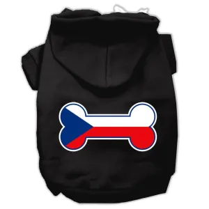 Bone Shaped Czech Republic Flag Screen Print Pet Hoodies Black L (14)