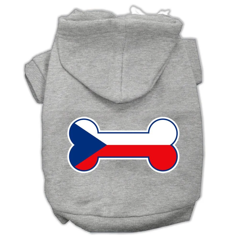 Bone Shaped Czech Republic Flag Screen Print Pet Hoodies Grey M (12)