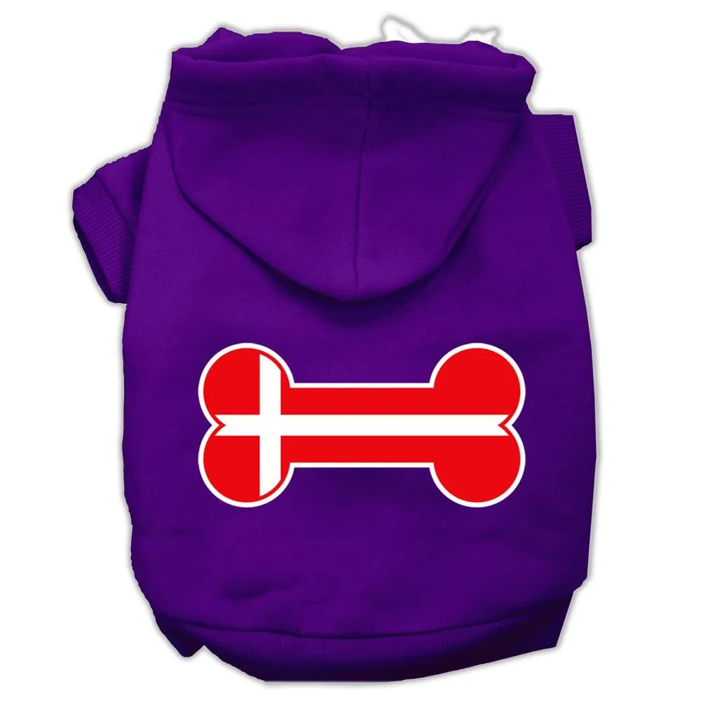 Bone Shaped Denmark Flag Screen Print Pet Hoodies Purple Size XXXL(20)