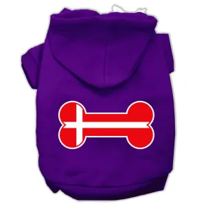 Bone Shaped Denmark Flag Screen Print Pet Hoodies Purple Size XXXL(20)