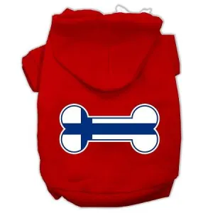 Bone Shaped Finland Flag Screen Print Pet Hoodies Red L (14)