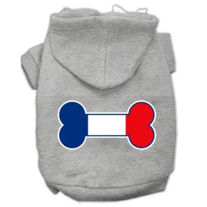 Bone Shaped France Flag Screen Print Pet Hoodies Grey S (10)