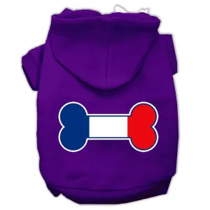 Bone Shaped France Flag Screen Print Pet Hoodies Purple Size M (12)