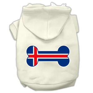 Bone Shaped Iceland Flag Screen Print Pet Hoodies Cream Size M (12)