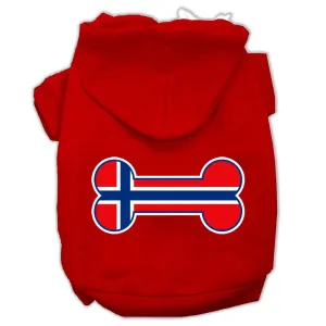 Bone Shaped Norway Flag Screen Print Pet Hoodies Red Size XS (8)