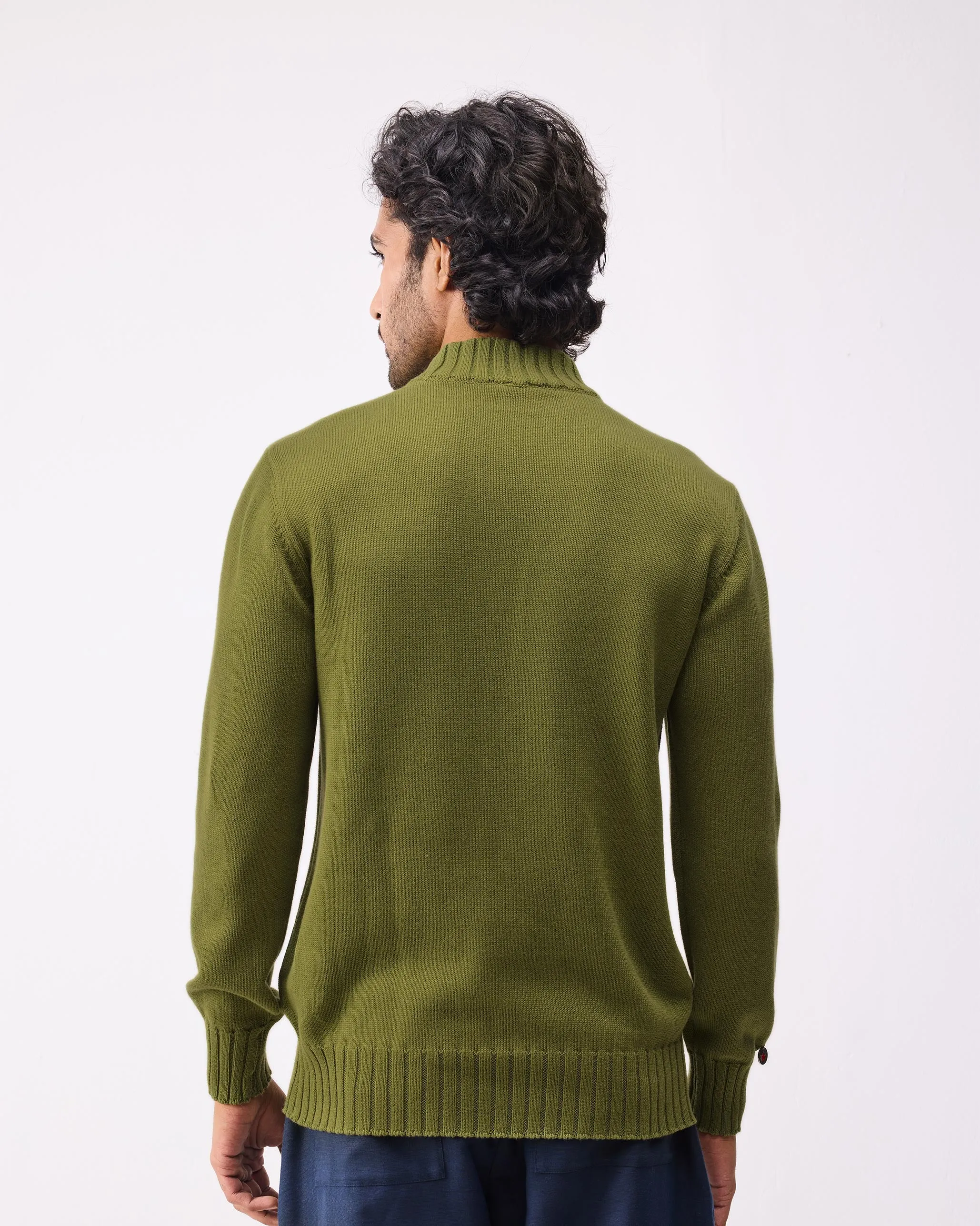 Boxed Sweater - Olive & Oatmeal