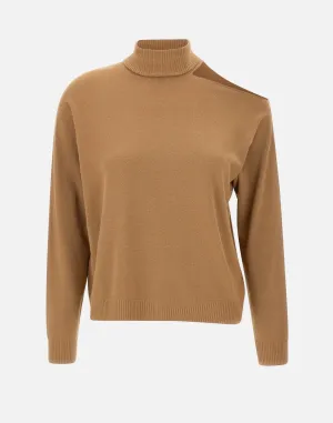 Camel Viscose-Angora Cut-Out Sweater