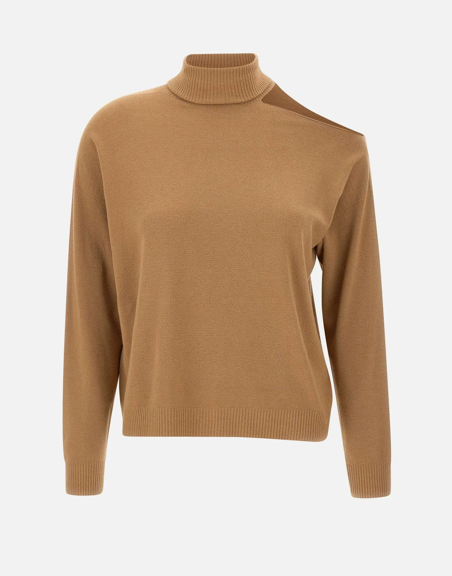 Camel Viscose-Angora Cut-Out Sweater