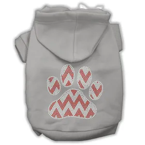 Candy Cane Chevron Paw Rhinestone Dog Hoodie Grey Xs (8)