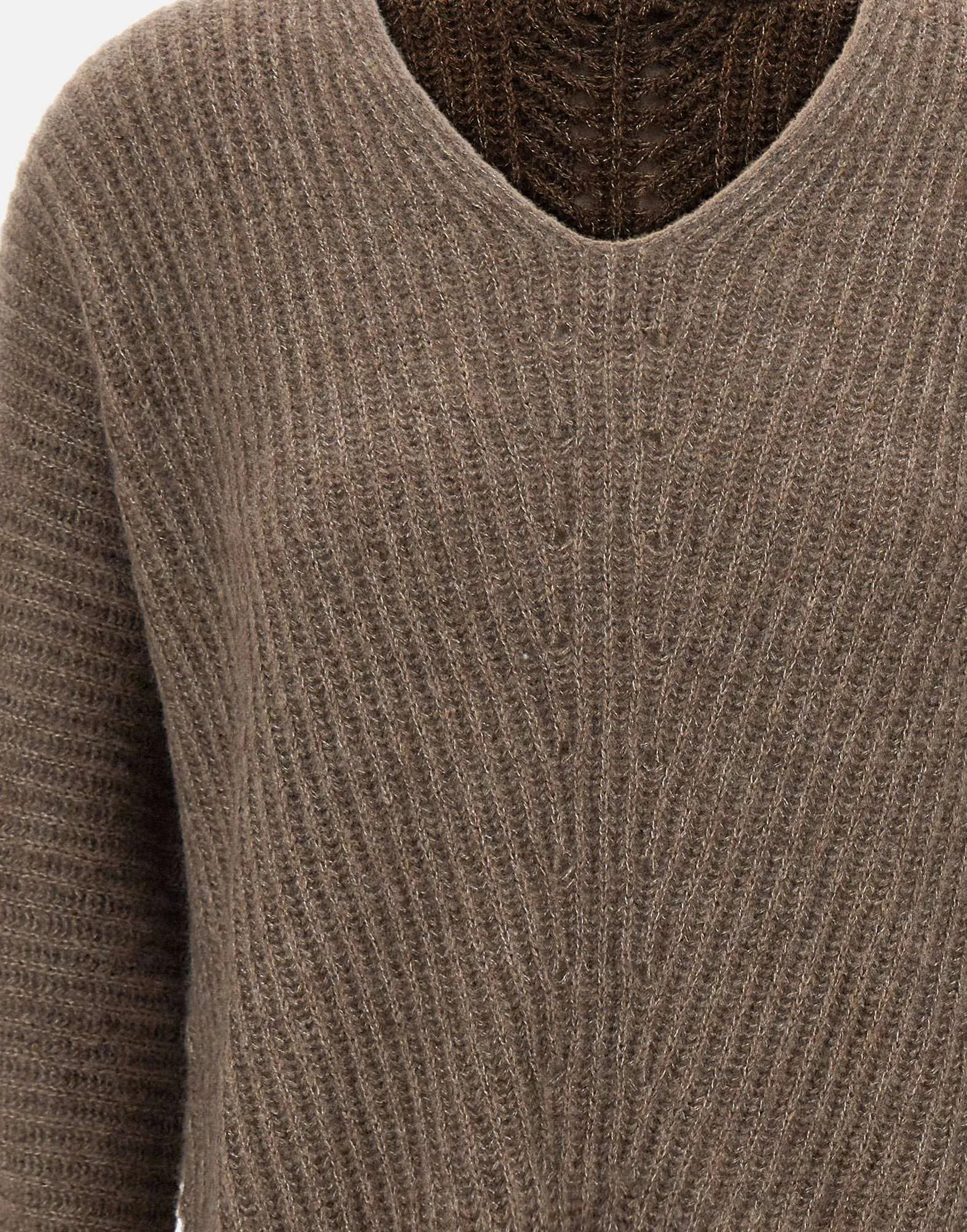 Cashmere Silk V-Neck Sweater in Dove Grey