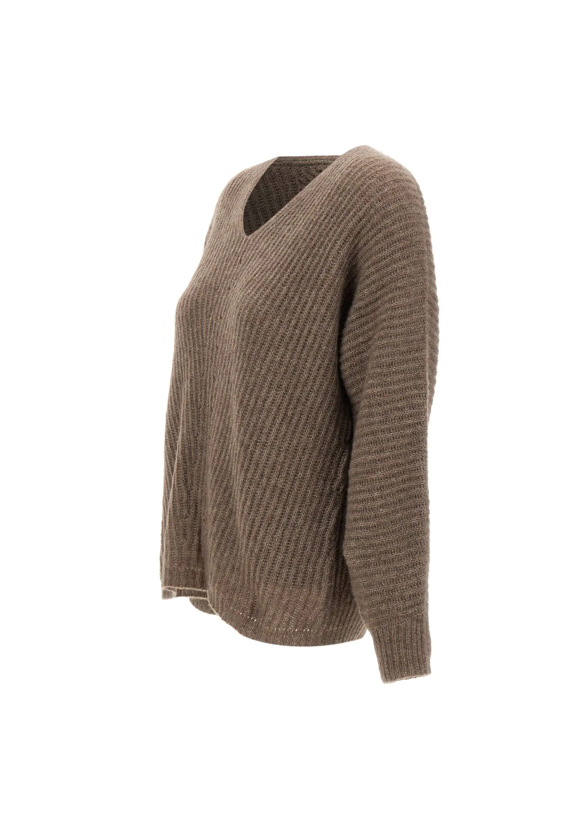 Cashmere Silk V-Neck Sweater in Dove Grey