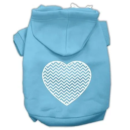 Chevron Heart Screen Print Dog Pet Hoodies Baby Blue Size Lg (14)