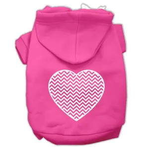 Chevron Heart Screen Print Dog Pet Hoodies Bright Pink Size XXL (18)