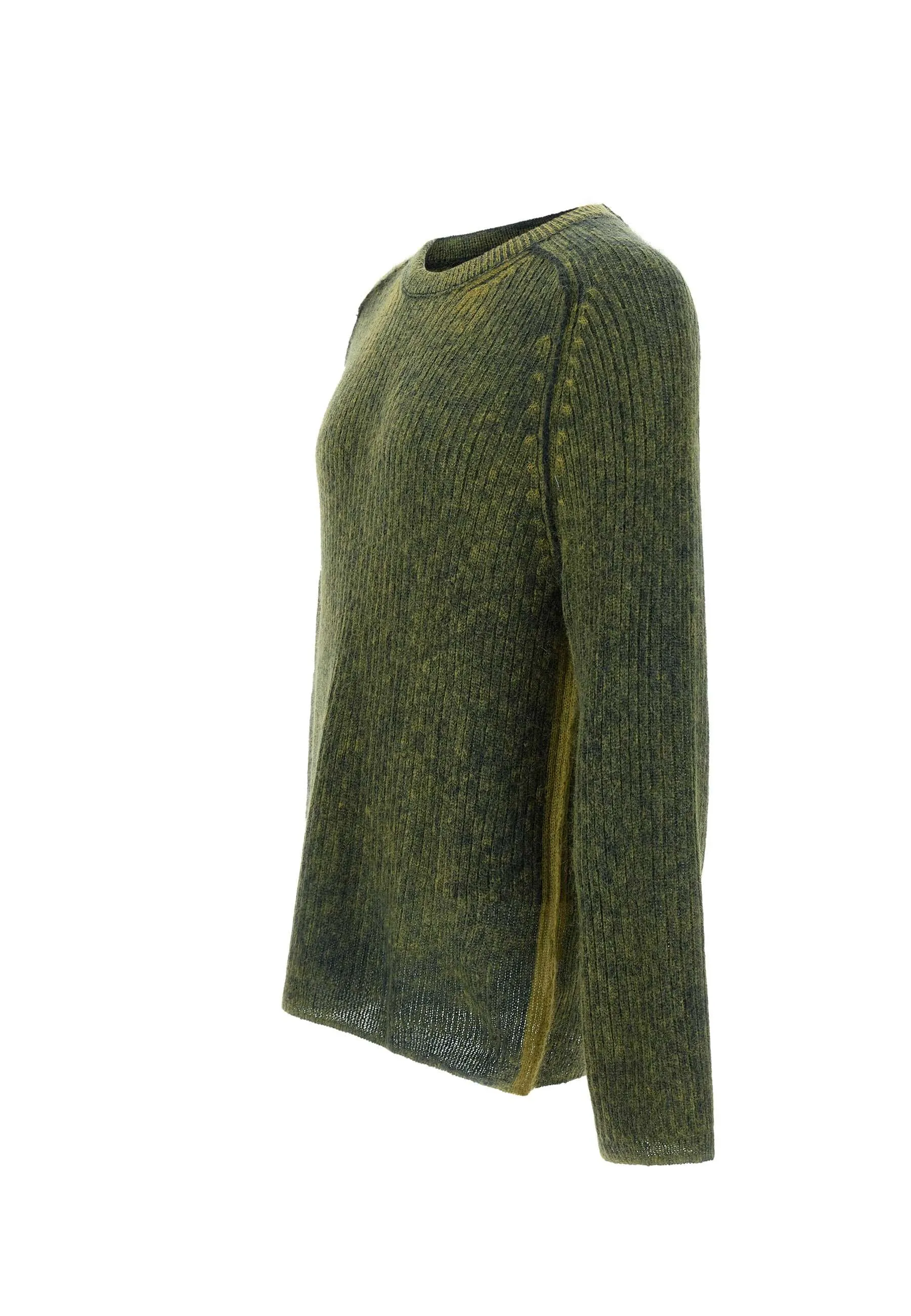 Green Wool Mohair Crew Neck Sweater