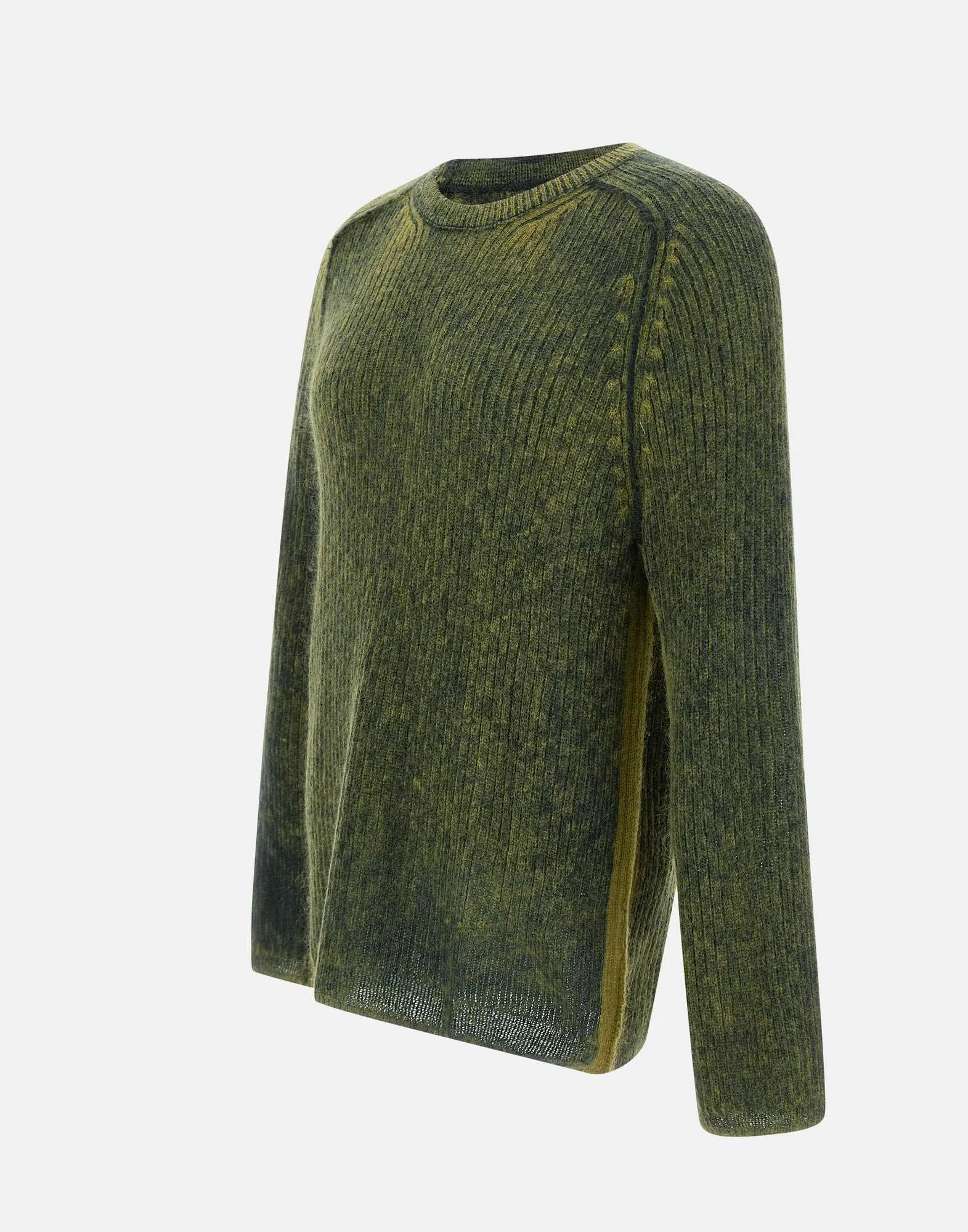 Green Wool Mohair Crew Neck Sweater