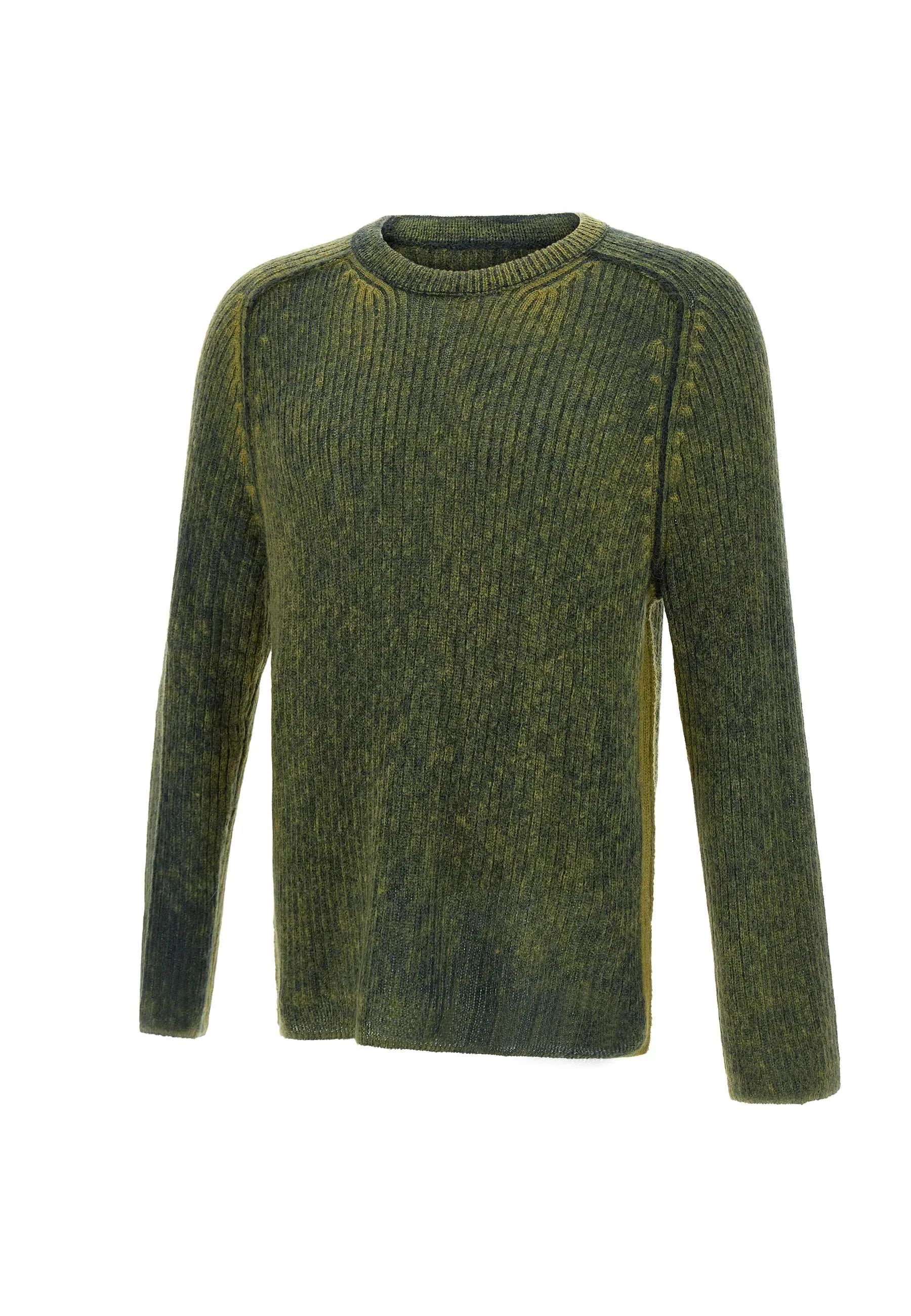 Green Wool Mohair Crew Neck Sweater