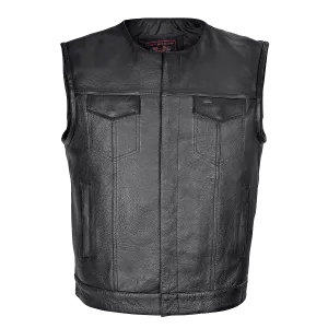 HMM919 Men's Leather Club Vest with Quick Access Gun Pocket