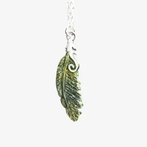 Kereru Feather Necklace - Handpainted Silver