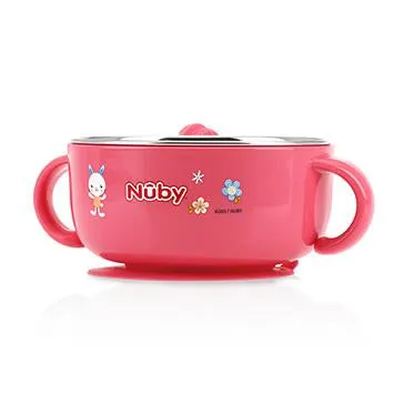 Nuby - Sure Grip™ Warming Stainless Steel Feeding Bowl -Pink