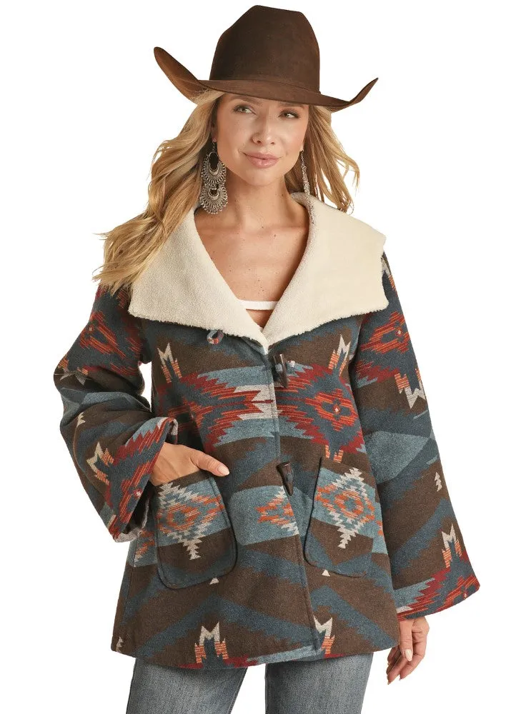 Panhandle Ladies Aztec Wool Cape Coat