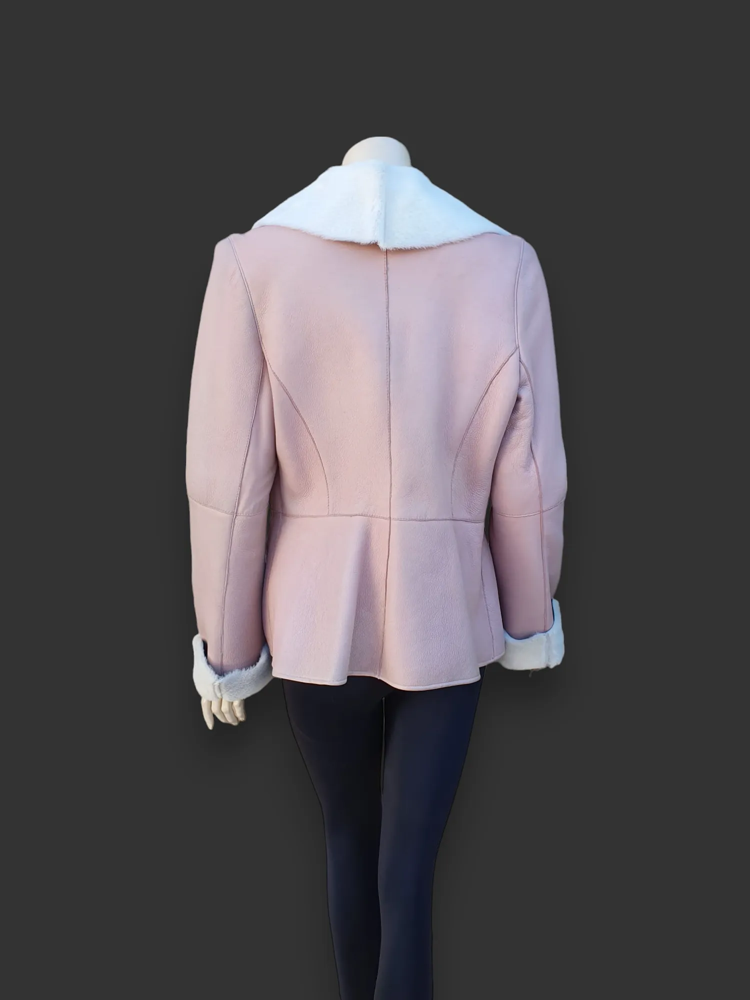 Pink Womens Merino Shearling Jacket -Size 40