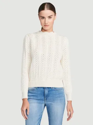 Pointelle Petal Sweater -- Off White