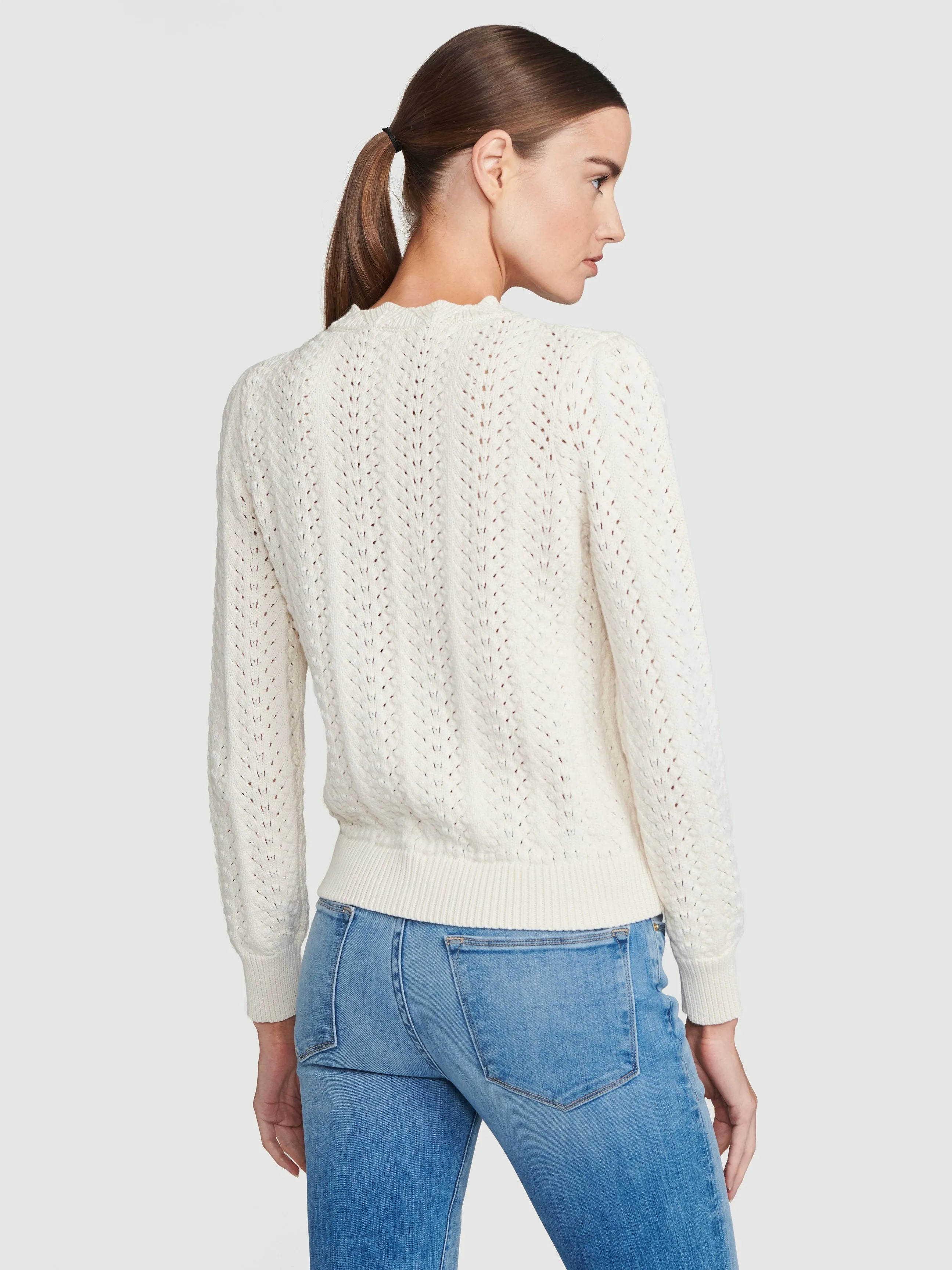 Pointelle Petal Sweater -- Off White