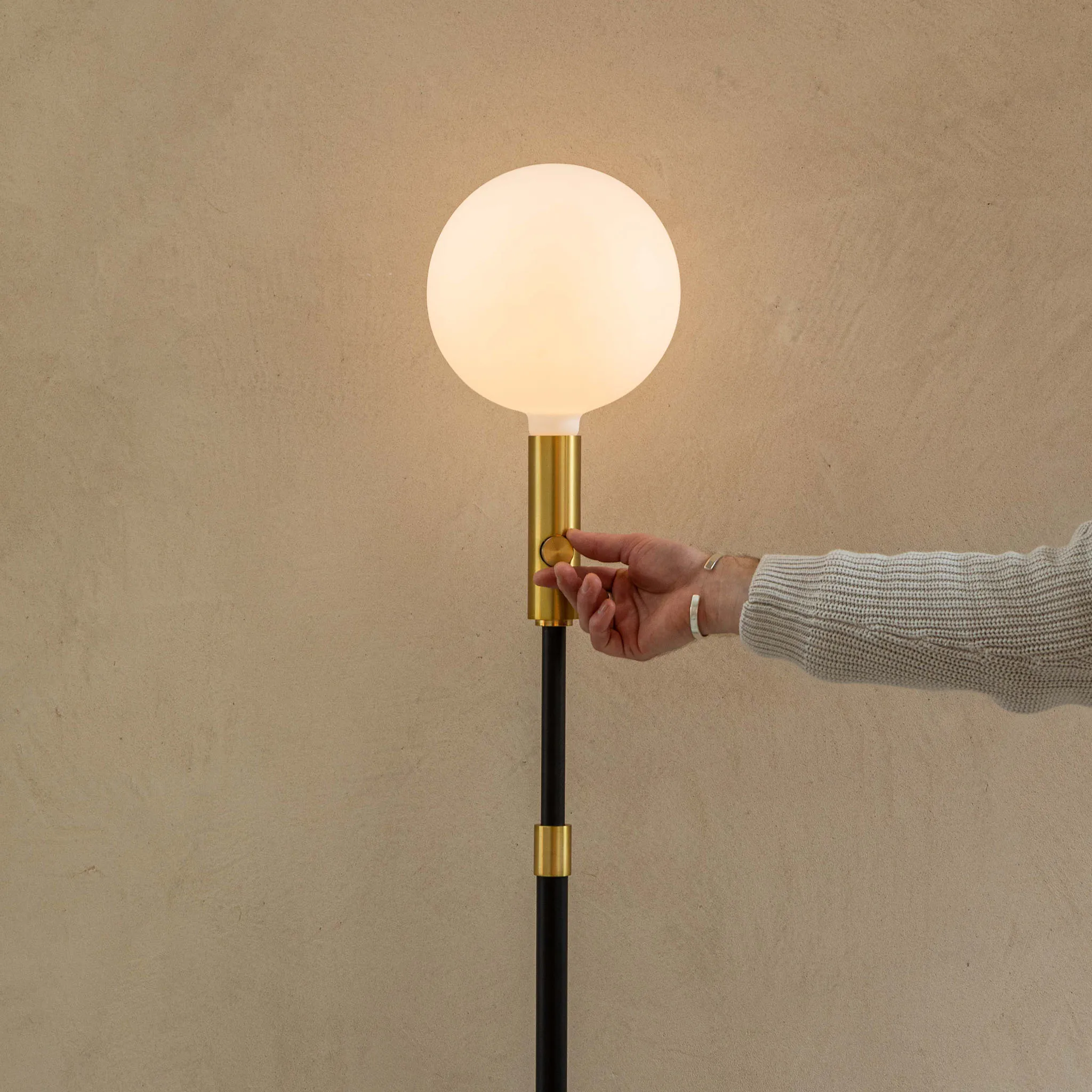 Poise Adjustable Floor Lamp in Brass   Sphere V