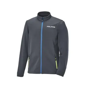 Polaris  Gray Blue Lime Full Zip Mid Layer Jacket Insulated Warm Fleece Lining