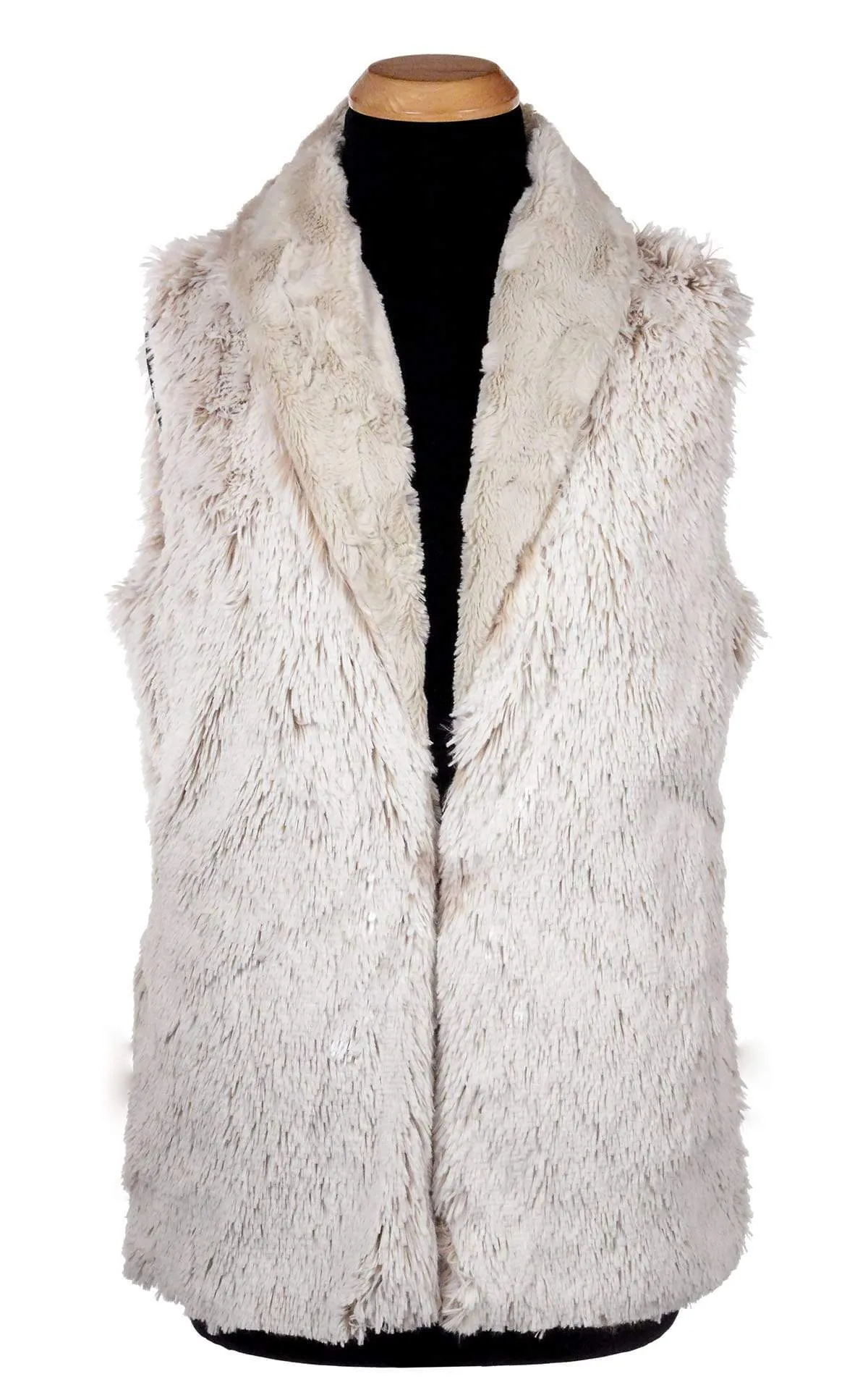 Shawl Collar Vest - Cuddly Faux Fur with Foxy Beach