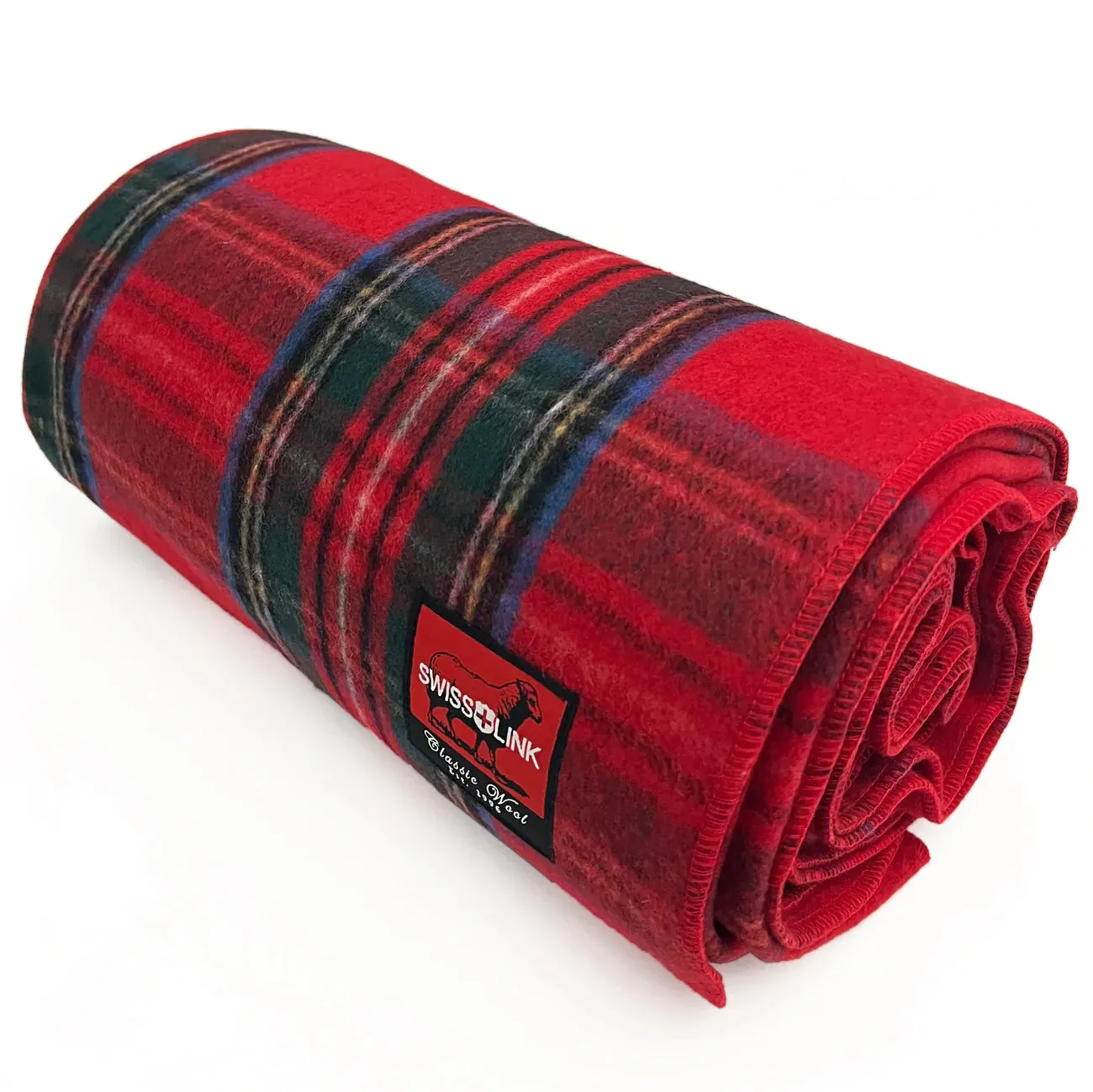 Swiss Link Royal Stewart Plaid Wool Blanket