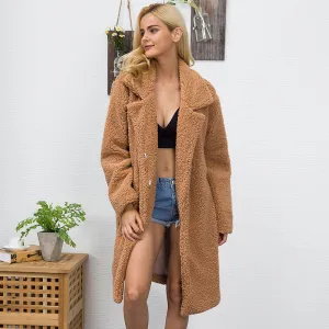 VenusFox Faux Fur Fluffy Long Coat