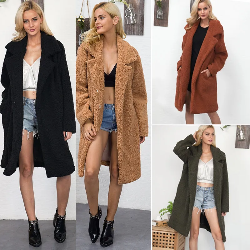 VenusFox Faux Fur Fluffy Long Coat