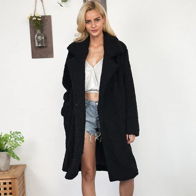 VenusFox Faux Fur Fluffy Long Coat