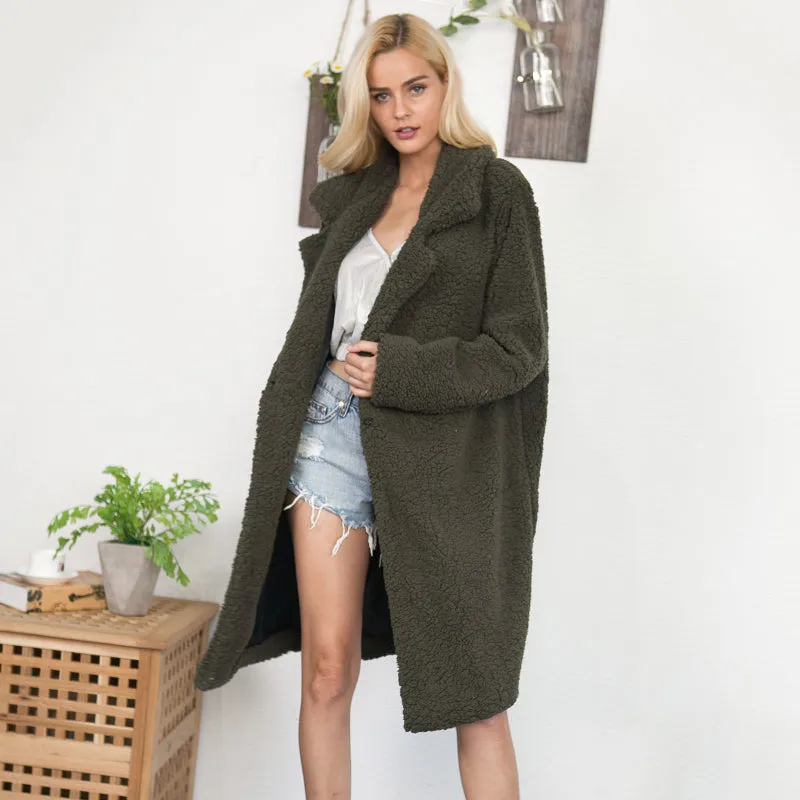 VenusFox Faux Fur Fluffy Long Coat