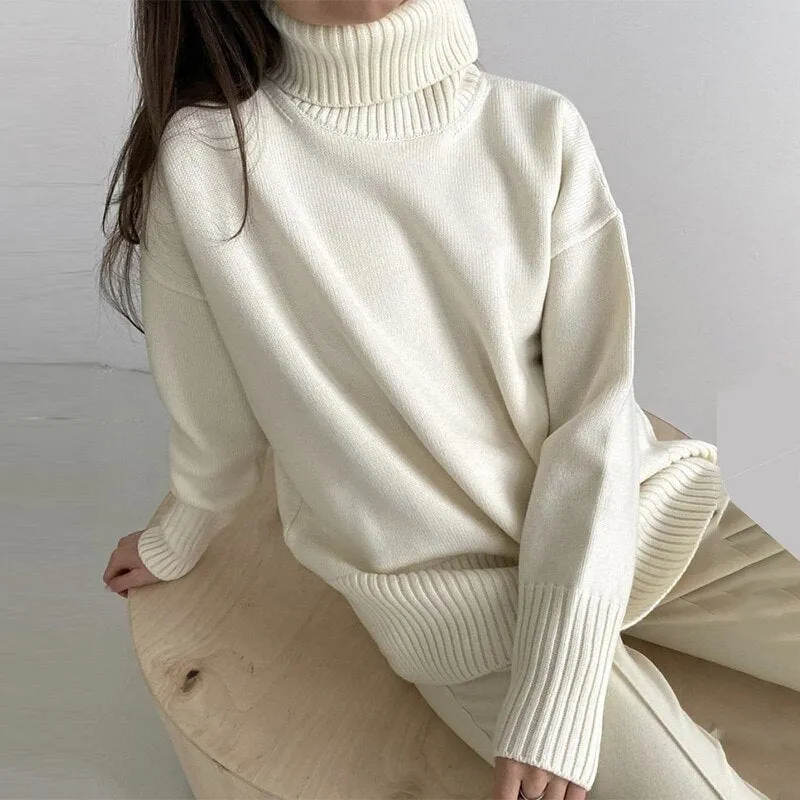 Wenkouban Women's Turtleneck Long Sleeve Sweater Knitted Green Casual Female 2022 Autumn Winter Jumper Elegant Ladies Pullover Sweaters