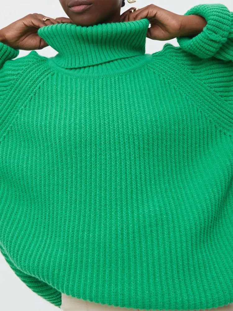 Wenkouban Women's Turtleneck Long Sleeve Sweater Knitted Green Casual Female 2022 Autumn Winter Jumper Elegant Ladies Pullover Sweaters