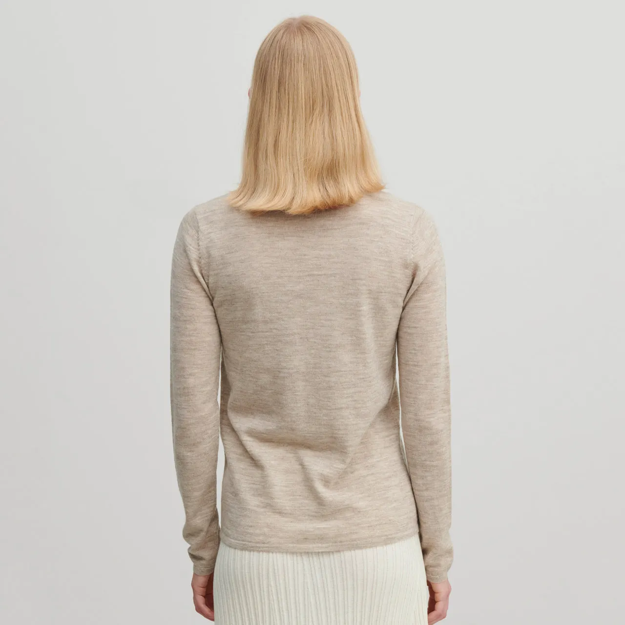 Women's Simple Merino Blouse - Light Beige Melange (XS-XL)