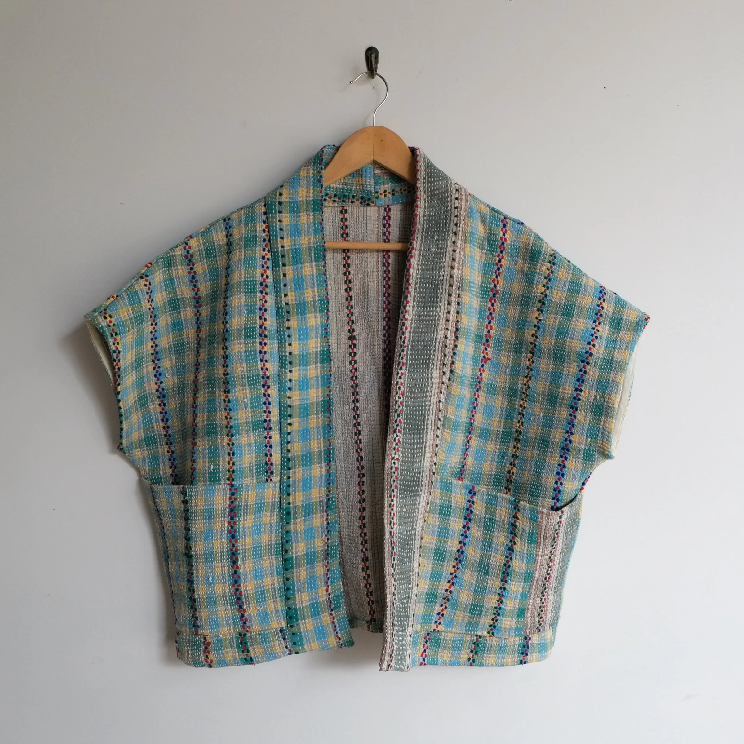 XS Yellow, Blue, Green Plaid Anoushka Jacket SS052